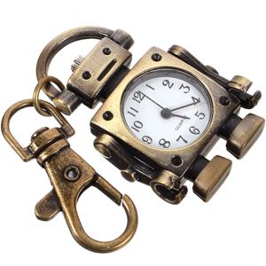 로봇 모양의 키 체인 회중 시계 빈티지 반지 레트로 시계 펜던트 선물 아이디어 내구성 프리미엄 소재 크리 에이 티브 디자인 핸드백