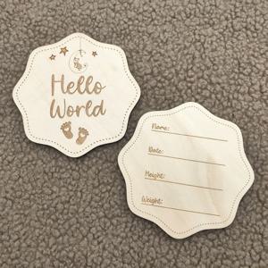 1 조각 안녕하세요 세계아기 사진 소품 나무 기념 나무 카드 성장 마일스톤 나무 조각