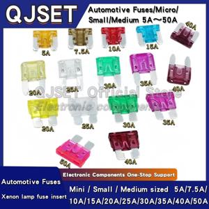 10pcs QJSET 소형 소형 중형 퓨즈 32V 5A 7.5A 10A 15A 20A 25A 30A 35A 40A 50A 중형 삽입/미니 삽입/소형 삽입 퓨즈