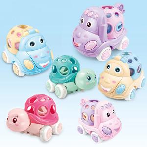 아기 장난감 자동차 딸랑이 - 누르고 가는 마찰 구동 트럭, 부드러운 롤링 자동차 (1-3세 유아용) 남아 여아 생일 선물