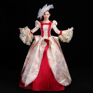 유럽 ​​법원 의상 개선 된 무대 복고풍 드레스 사진 Catwalk 파티 볼 드레스 여성 Toutes Les Robes Longues Élégantes Soiree