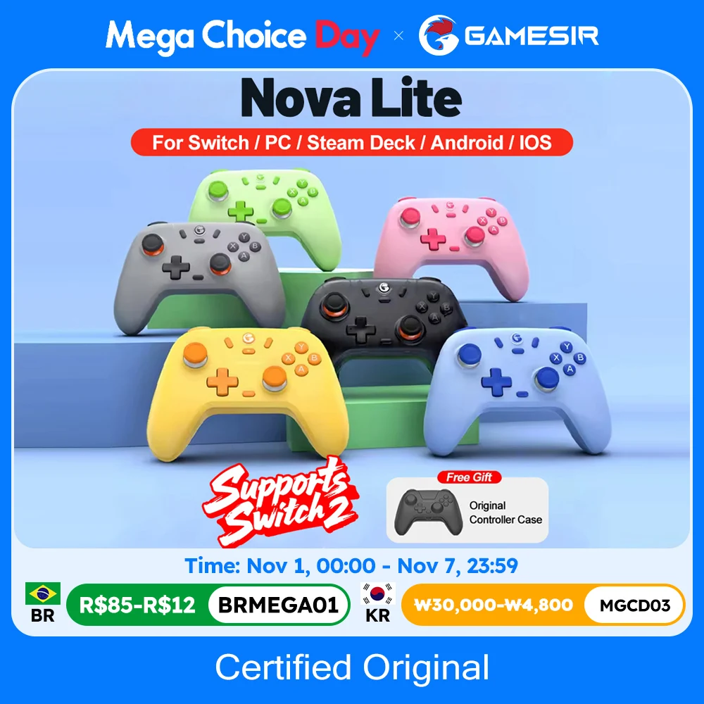 GameSir Nova Lite 게임 패드 PC 스위치 2 Nintendo Switch 2 스위치 용 게임 컨트롤러 Steam iOS Android 홀 효과 조이스틱