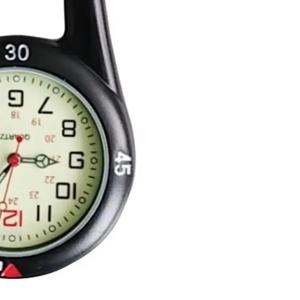 디지털 카라비너 클립 시계 야외 미니 라운드 다이얼 아라비아 숫자 쿼츠 아날로그 클립 카라비너 후크 시계