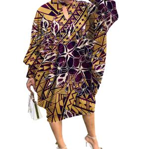 팩토리 아울렛 하와이안 여성 의류 오버사이즈 패션 파티 드레스 폴리네시안 사모아 부족 카프탄 드레스