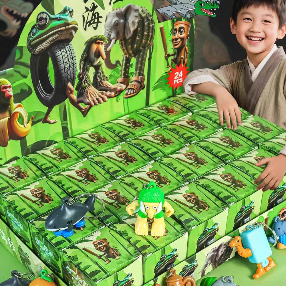 24PCS 이탈리아 Brainrot 블라인드 박스 장난감 Tung Sahur 열쇠 고리 Tralalero Tralala Bombardiro Crocodilo Shimpanzini Bananini 모델 선물