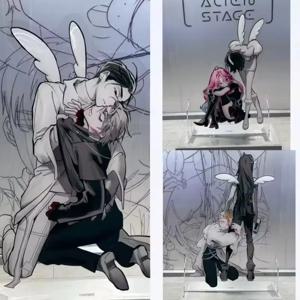 외계인 무대 아크릴 액션 애니메이션 피규어 스탠드 흑백 테이블 룸 장식 장난감 친구 Bestie Kids Brithday Gift