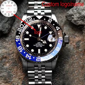 커스텀 클래식 배트맨 비즈니스 NH34 GMT 시계 40mm 다이버 100m 방수 사파이어 크리스탈 NH34A 오토매틱 남성용 시계