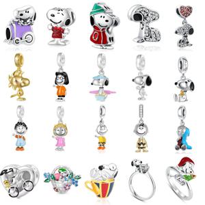 새로운 925 실버 남성과 여성의 자전거 꽃 바구니, 작은 개 동물 펜던트, 원래 유럽 팔찌, 보석 선물에 적합