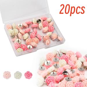 핑크색 푸시핀 20개, 꽃 모양 코르크보드 못, 게시판 사진, 벽 지도, 기타 사무실, 학교 용품, 지도, 사무실 장식용