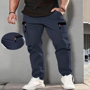 남성용 아웃도어 작업 바지 - 내구성 있는 폴리에스터 소재, 다용도 포켓, 신축성 있는 허리밴드(루프 포함), 가볍고 통기성 좋음