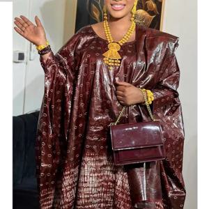 고품질 아프리카 여성 웨딩 신부 파티 의류 플러스 사이즈 전통 리치 다시키 신부 프린팅 의류