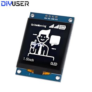 1.5인치 OLED 디스플레이 모듈 128x128 픽셀 SH1107 드라이버 I2C IIC 4핀 아두이노 ESP32 라즈베리 파이용