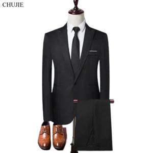 남성 정장 세트 웨딩용 우아한 2피스 재킷 바지 슬림핏 블레이저 포멀 의상 패션 클래식 풀 2025 코스튬