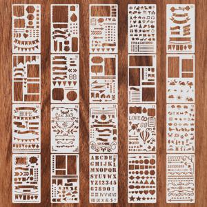 저널, 플래너 및 스크랩북 장식용 재사용 가능한 총알 스텐실 20개 세트