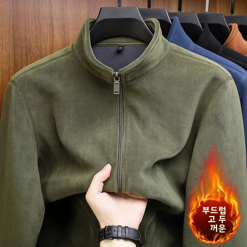남성용 플리스 안감 두꺼운 따뜻한 캐주얼 스웨트셔츠 재킷 내구성 있는 야외 의류 패셔너블한 레저 방풍 재킷