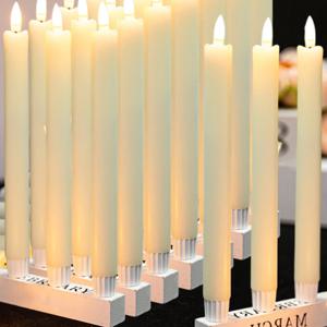 1/6개입 긴 뾰족한 LED 무불꽃 촛불 조명 배터리 구동 촛불 램프 교회 깜박이는 조명 홈 파티 테이블 장식