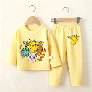 피카추 포켓몬 잠옷 세트 어린이 잠옷 레이쿠자 가을 잠옷 소년 긴 소매 잠옷 아기 탑 바지 애니메이션 잠옷 선물