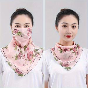 여름용 자외선 차단 스카프 대형 마스크 여성용 목 보호 통기성 페이스 마스크 풀페이스 커버 조절 가능한 쉬폰 얇은 베일