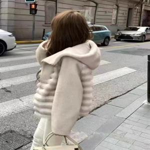 방수 짧은 모피 코트 여성용 시뮬레이션 밍크 숏탑 드래곤 캣 레이지 캐주얼 분위기 코트 모자 포함 가을 겨울용