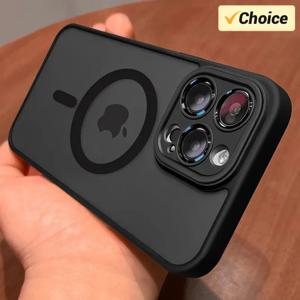 마그네틱 럭셔리 매트 반투명 갑옷 충격 방지 케이스 iPhone 16 15 14 13 12 11 Pro Max Magsafe 무선 충전 커버