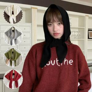 신상 울 니트 스카프 다기능 따뜻한 삼각 스카프 여성용 헤드스카프 겨울 따뜻한 니트 넥커치프 헤어 랩