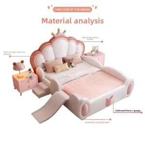 귀여운 공주님 난간 침대 슬라이드 환상적인 심플 모던 원목 수납 어린이 침대