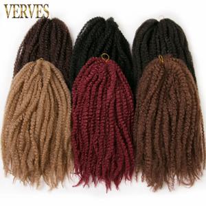 VERVES Afro Kinky Braiding Hair 18인치 합성 크로셰 말리 브레이드 헤어 익스텐션 30 가닥/팩 버건디 블랙 옴브레