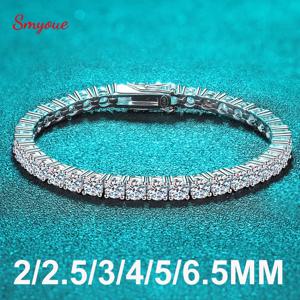 Smyoue 2-6.5mm 여성을위한 진짜 Moissanite 테니스 팔찌 크리스마스 선물 백금 도금 100% 925 스털링 실버 웨딩 쥬얼리