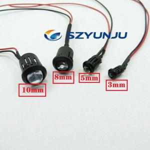 DC12V 10pcs 3mm/5mm/8mm/10mm 빨강/녹색/파랑/RGB 흰색 UV 라운드 사전 유선 물 투명 LED 플라스틱 홀더
