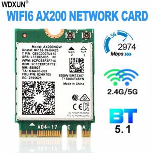 듀얼 밴드 2.4Gbps Intel Wi-Fi 6 AX200 AX200NGW 802.11ax/ac MU-MIMO 2x2 Wifi 모듈 NGFF M.2 Bluetooth 5.1 네트워크 카드
