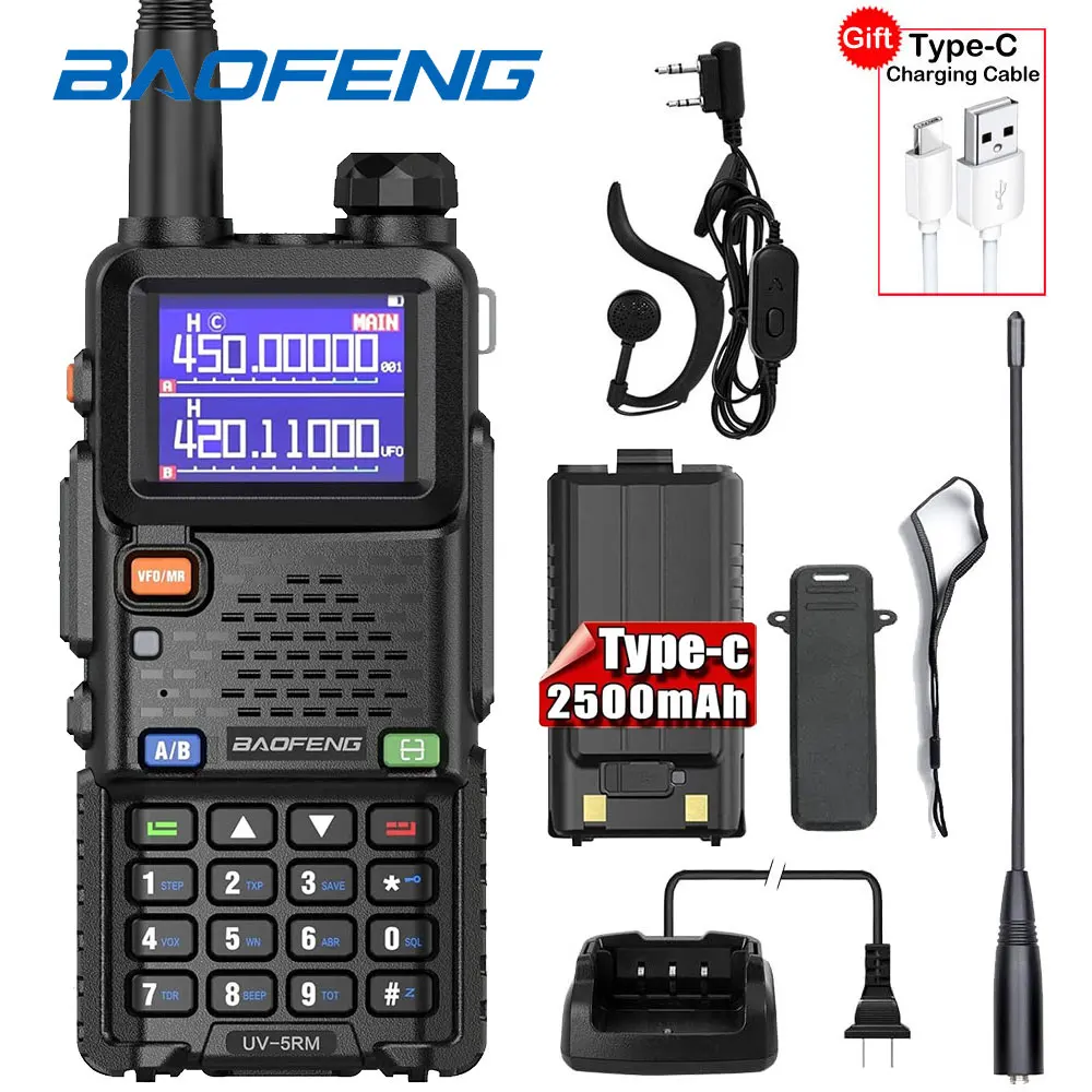바오펑 UV-5RM 무전기 장거리 무선 복사 주파수 양방향 무전기 타입-C 충전기 업그레이드 UV 5R 풀밴드 트랜시버