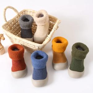겨울용 따뜻한 아기 신발, 캔디 색상, 두꺼운 첫 번째 신발, 유아 첫 워커, 부드러운 고무 밑창 신발, 미끄럼 방지 부츠