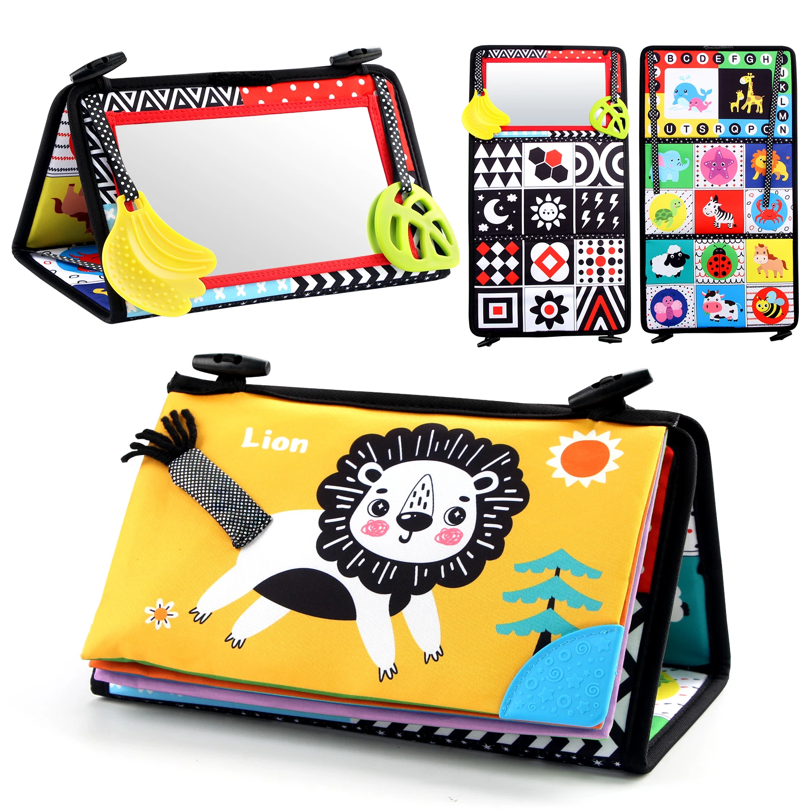 흑백 아기 바닥 거울 배 시간 감각 장난감 6-24 개월 아기 장난감 몬테소리 장난감 크롤링 개발 아기 장난감