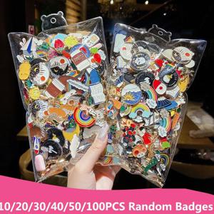 10-100PCS 에나멜 배지 다양성 무작위 배지 동물 식물 배낭 의류 가방 모자 장식 쥬얼리 액세서리에 대한 금속 핀