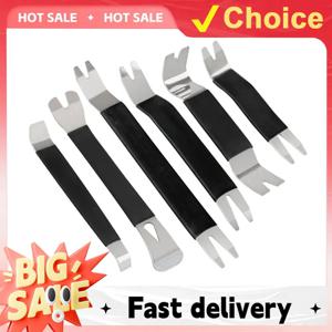 오디오 및 내부 도어 패널 제거용 검정색 고무 슬리브 스테인레스 스틸 프라이 바 6개 세트