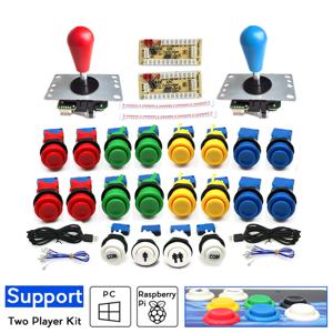 아케이드 제로 딜레이 키트 2인용 세트 USB 인코더 PC 라즈베리 파이 HAP 푸시 버튼 8방향 조이스틱 게임 박스 캐비닛