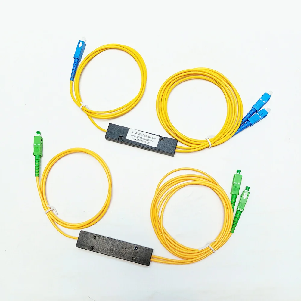 SC APC/UPC 1X2 FBT 광섬유 케이블 코드 슬리브 테이퍼 유형 분배기 컴퓨터 1 포인트 2 광섬유 분배기 상자 테이퍼 1 ~ 2