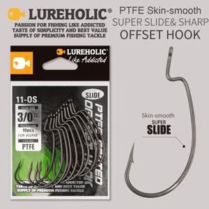 LUREHOLIC PTFE 슈퍼 슬라이드 오프셋 후크 웜 후크, 텍사스 리그 드롭 샷, 스테인레스 스틸 웜 피쉬 훅, 낚시 액세서리