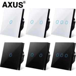 AXUS EU 터치 스위치 AC100-240 V Led 배면광 패널 강화 크리스탈 유리 벽 조명 센서 스위치 1/2/3 구