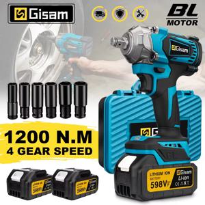Gisam 1200N.M 브러시리스 전기 임팩트 렌치 Makita 18V 배터리 핀용 1/2 인치 스크루 드라이버 무선 전기 렌치 도구