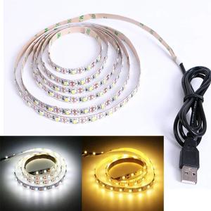USB 5V LED 조명 스트립 SMD2835 1M 2M 3M 5M 흰색 따뜻한 흰색 LED 스트립 조명 TV 백라이트 홈 장식 테이프 리본 조명