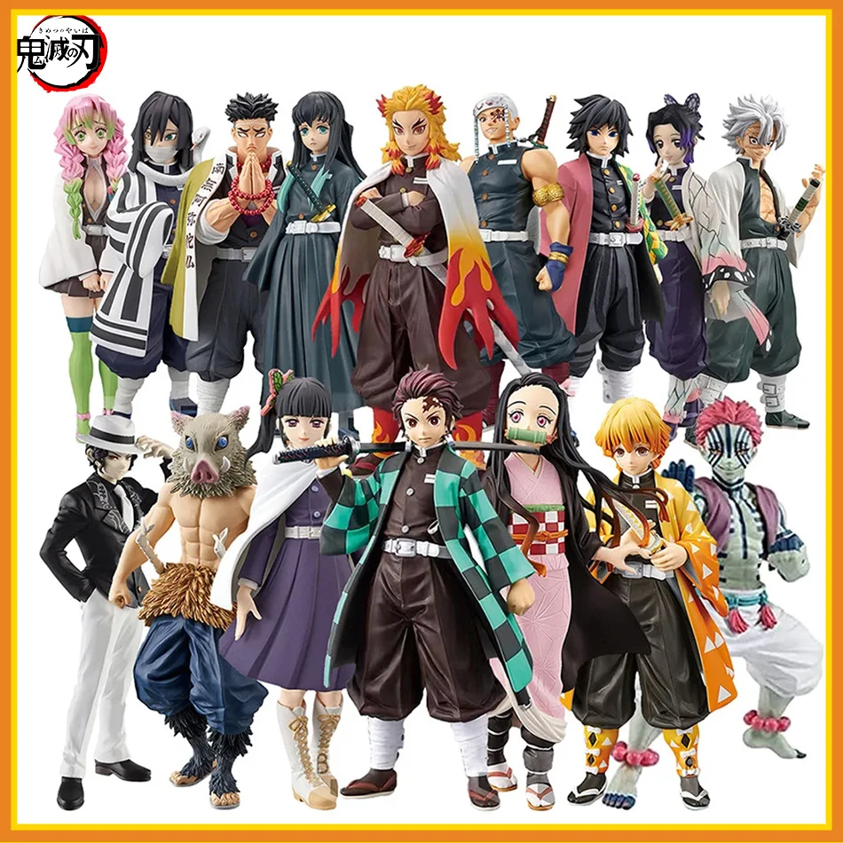 뜨거운 애니메이션 악마 슬레이어 Kimetsu no Yaiba 그림 Kamado Tanjirou 액션 피규어 Agatsuma Zenitsu Nezuko Warrior PVC 모델 완구
