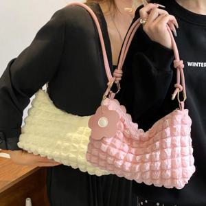 여자를위한 한국어 부드러운 구름 거품 핸드백 여자 꽃 Pleated 구름 겨드랑이 가방 파우치 가방 캐주얼 숄더 백 귀여운 지갑