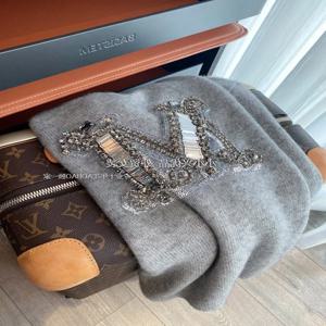 캐시미어 여성용 스웨터 캐주얼 루즈 니트 풀오버 구슬 문자 가을 겨울 자수 라운드 넥 점퍼베이스 탑 N168