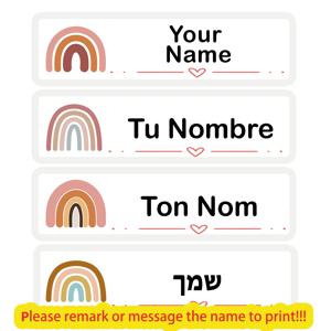 80pcs 여자를위한 사용자 정의 방수 이름 스티커 태그 Wattle 병, 배낭, 학교 용품에 대 한 무지개 개인화 된 레이블