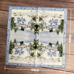 크리스마스 냅킨 축제 파티 장식 종이, 3 개의 크리스마스 눈사람, 만화 인쇄 종이 플레이스매트, 2 겹, 33x33cm, 10 개, 20 개