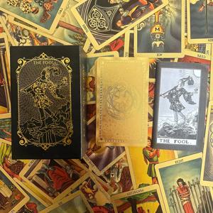 78 카드 스페인어 금박 타로 카드 초보자와 전문가를 위한 운세 데크 2개 언어 종이 가이드북