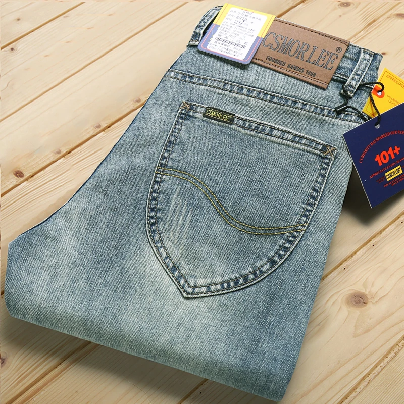 남성용 캐주얼 청바지, 클래식 핏 비즈니스 스트레이트 스트레치 데님 바지, 블루 그레이, 베이직 매칭 브랜드 바지, 2024 가을