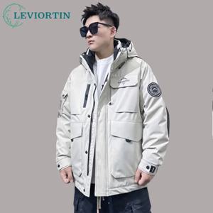 남성용 미국 작업복 두꺼운 다운 재킷, 가을 겨울 후드 다운 재킷, 야외 툴링, 느슨한 두껍고 따뜻한 후드 재킷