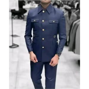 남자 스탠드 칼라 중국 스타일 우아한 정장 남자 슬림 맞는 정장 신랑 턱시도 Prom2 Pcs 클래식 남성 블레 이저 의상 옴므